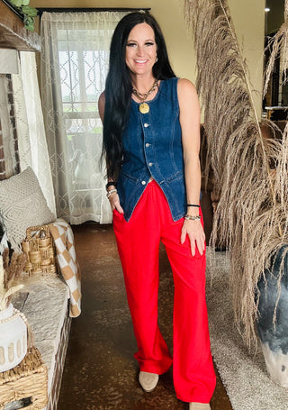 Bonnie Button Front Denim vest-sleeveless-HYFVE-Motis & Co Boutique, Women's Fashion Boutique in Carthage, Missouri
