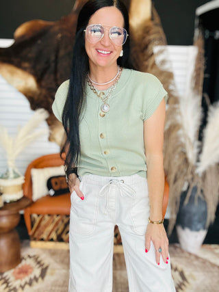 Isla Button Front Sweater Top-Short Sleeves-blu pepper-Motis & Co Boutique, Women's Fashion Boutique in Carthage, Missouri