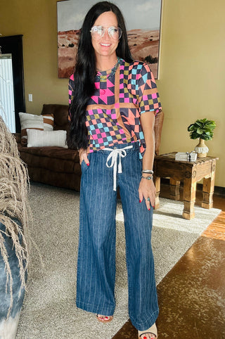 Spencer Pin Striped Wide Leg Jeans-Jeans-Risen-Motis & Co Boutique, Women's Fashion Boutique in Carthage, Missouri