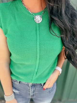 Kathrine Green Cap Sleeve Sweater Tee-Sweaters-Motis & CO-Motis & Co Boutique, Women's Fashion Boutique in Carthage, Missouri