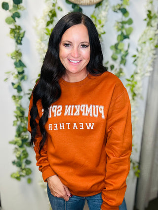 Pumpkin Spice Weather Sweatshirt-Pullovers-Southern Attitude Designs-Motis & Co Boutique, Women's Fashion Boutique in Carthage, Missouri