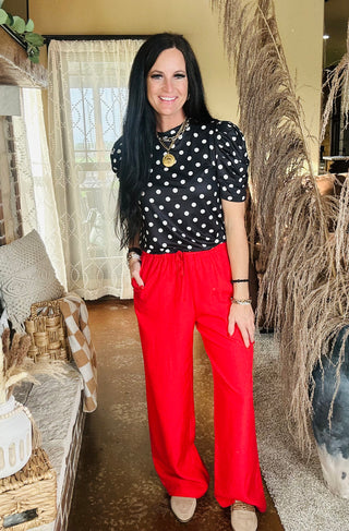 Crew Relaxed Red Drawstring Pants-Pants-HYFVE-Motis & Co Boutique, Women's Fashion Boutique in Carthage, Missouri