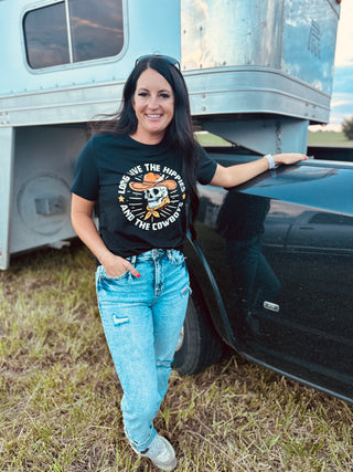 Long Live The Hippies And The Cowboys Graphic Tee-Graphic Tees-Rodeo Hippie-Motis & Co Boutique, Women's Fashion Boutique in Carthage, Missouri