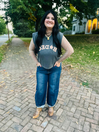 Rodeo Sleeveless Graphic Tee-Graphic Tees-Poppy & Pine-Motis & Co Boutique, Women's Fashion Boutique in Carthage, Missouri