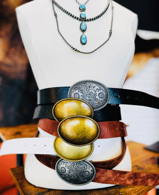 Fargo Black Belt with Floral Buckle-Belts-anbfashion-Motis & Co Boutique, Women's Fashion Boutique in Carthage, Missouri