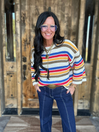 Beck Striped Chenille Boxy Sweater-Sweaters-POL-Motis & Co Boutique, Women's Fashion Boutique in Carthage, Missouri