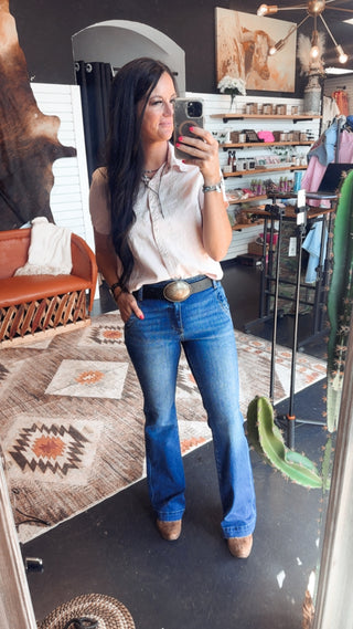 Aiden High Rise Double Button Jeans-Jeans-Risen-Motis & Co Boutique, Women's Fashion Boutique in Carthage, Missouri