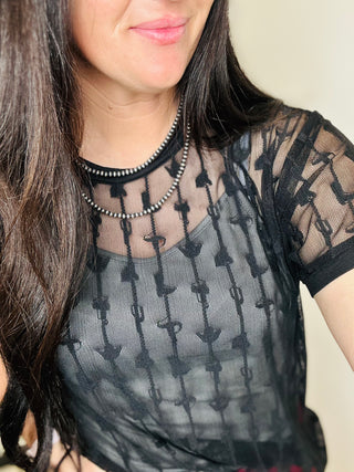 Cowtown Cutesy Sheer Mesh with Tank Black-Short Sleeves-2 Fly-Motis & Co Boutique, Women's Fashion Boutique in Carthage, Missouri