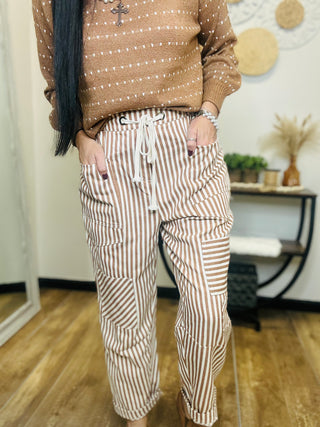 Stripe Patchwork Cropped Pants - Silas-Pants-Anniewear-Motis & Co Boutique, Women's Fashion Boutique in Carthage, Missouri