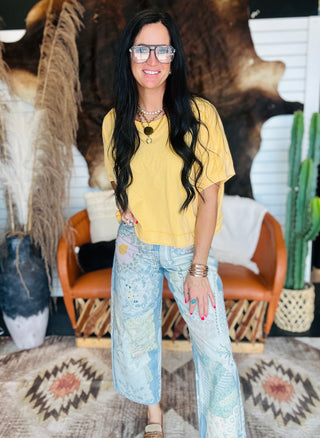 Patrick Patchwork Print Denim Jeans
