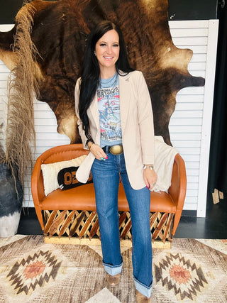 XOXO Houston Team Roper Boxy Graphic Tee-Graphic Tees-XOXO ART & Co-Motis & Co Boutique, Women's Fashion Boutique in Carthage, Missouri