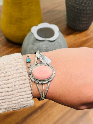 Dave Pink Opal Concho Cuff Bracelet-Bracelets-Motis & CO-Motis & Co Boutique, Women's Fashion Boutique in Carthage, Missouri