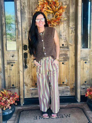 Owen Olive Vintage Striped Pant-Pants-Turquoise Haven-Motis & Co Boutique, Women's Fashion Boutique in Carthage, Missouri