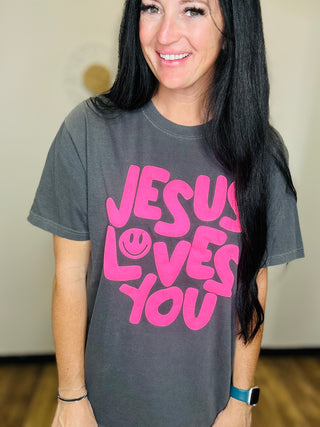 Jesus Love You Short Sleeve Tee-Graphic Tees-Poppy & Pine-Motis & Co Boutique, Women's Fashion Boutique in Carthage, Missouri