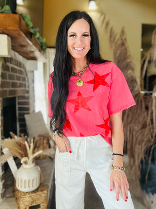 Stella Relaxed Red Star Tee-Graphic Tees-Pretty Bash-Motis & Co Boutique, Women's Fashion Boutique in Carthage, Missouri
