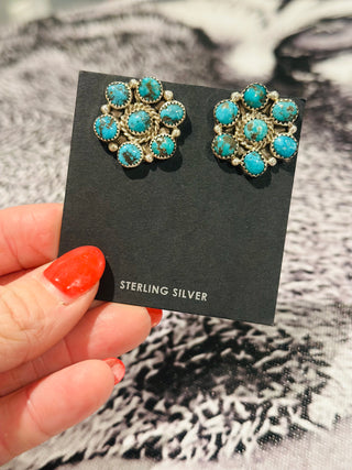 Maxine Authentic Turquoise Cluster Earrings-Earrings-Motis & CO-Motis & Co Boutique, Women's Fashion Boutique in Carthage, Missouri