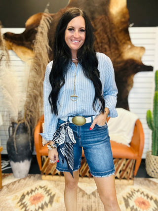 Asher Denim Bermuda Shorts-Shorts-Risen-Motis & Co Boutique, Women's Fashion Boutique in Carthage, Missouri