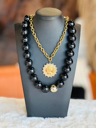 Savannah Chunky Black Beaded Necklace-Necklace-What's Hot-Motis & Co Boutique, Women's Fashion Boutique in Carthage, Missouri