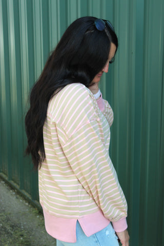 Lacy Long Sleeved Striped Top-Pullovers-Very J-Motis & Co Boutique, Women's Fashion Boutique in Carthage, Missouri