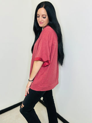 Oversized Waffle Knit Hoodie in Wine - Makenna-Hoodies-Andree by Unit-Motis & Co Boutique, Women's Fashion Boutique in Carthage, Missouri