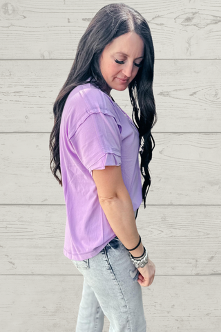 Lainey Boho Style Top Lavender-Short Sleeves-Zenana-Motis & Co Boutique, Women's Fashion Boutique in Carthage, Missouri