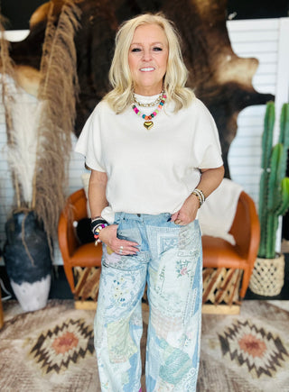 Patrick Patchwork Print Denim Jeans