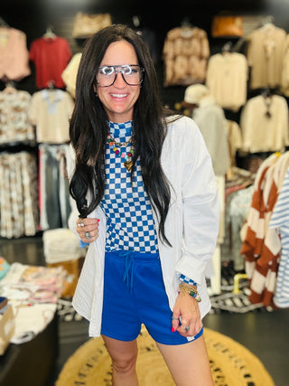 Kobe Royal Blue Fleece Shorts-Shorts-Papermoon-Motis & Co Boutique, Women's Fashion Boutique in Carthage, Missouri