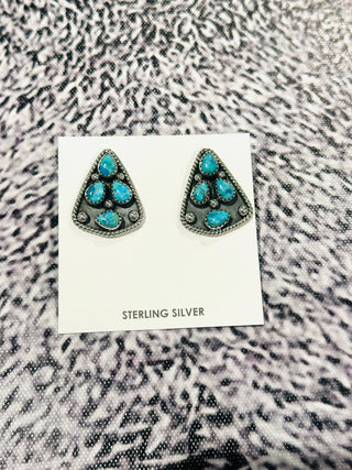 Hada Authentic Kingman Turquoise Post Earrings-Earrings-Motis & CO-Motis & Co Boutique, Women's Fashion Boutique in Carthage, Missouri