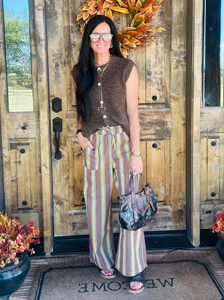Owen Olive Vintage Striped Pant-Pants-Turquoise Haven-Motis & Co Boutique, Women's Fashion Boutique in Carthage, Missouri