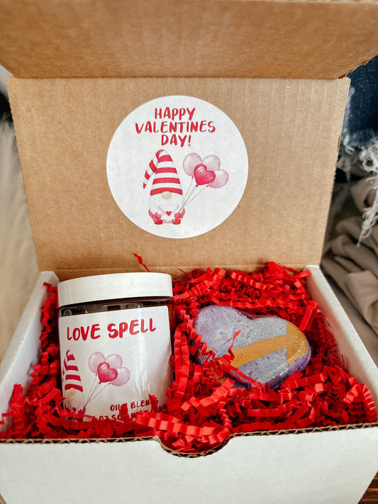 Valentines Day Gift Set with Candle and Bath Bomb