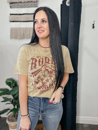 It's A Rodeo Thing Gold Western Graphic Tee-Graphic Tees-L&B Life-Motis & Co Boutique, Women's Fashion Boutique in Carthage, Missouri