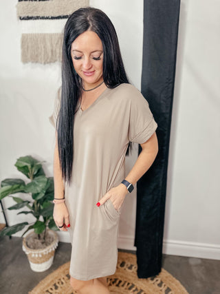 Moms Day Out T-Shirt Dress Mocha-Dresses-Zenana-Motis & Co Boutique, Women's Fashion Boutique in Carthage, Missouri