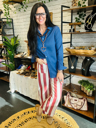 Mick Wine Striped Cropped Pants-Pants-Jodifl-Motis & Co Boutique, Women's Fashion Boutique in Carthage, Missouri