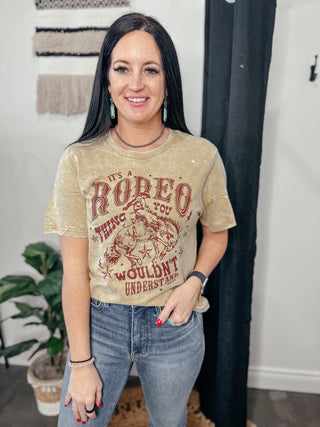 It's A Rodeo Thing Gold Western Graphic Tee-Graphic Tees-L&B Life-Motis & Co Boutique, Women's Fashion Boutique in Carthage, Missouri