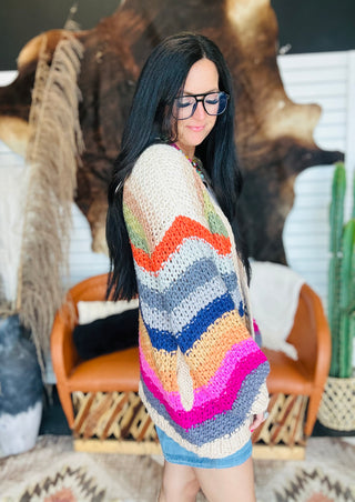 Rae Rainbow Chunky Knit Cardigan - Bright-Cardigans-Listicle-Motis & Co Boutique, Women's Fashion Boutique in Carthage, Missouri