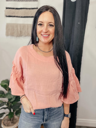 Angel Wings Casual Gauze Top Blush-Short Sleeves-Very J-Motis & Co Boutique, Women's Fashion Boutique in Carthage, Missouri