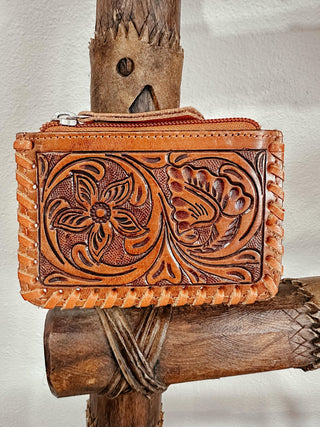 Tooled Cow Hide Coin Purse-Handbags-Western Linens-Motis & Co Boutique, Women's Fashion Boutique in Carthage, Missouri