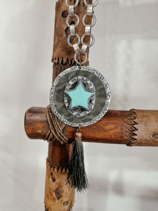 Houston Chain Link Necklace Turquoise Star-Necklaces-A Rear Bird-Motis & Co Boutique, Women's Fashion Boutique in Carthage, Missouri