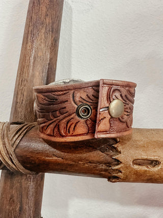 Beautiful Mess Tooled Leather Cuff Bracelet-Bracelets-A Rare Bird-Motis & Co Boutique, Women's Fashion Boutique in Carthage, Missouri