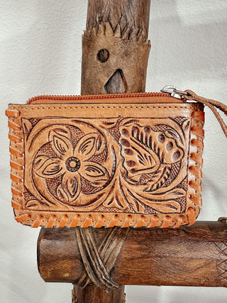 Tooled Cow Hide Coin Purse-Handbags-Western Linens-Motis & Co Boutique, Women's Fashion Boutique in Carthage, Missouri