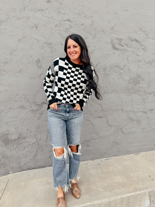 Classy Casey Checkered Sweater-Sweaters-MOTIS-Motis & Co Boutique, Women's Fashion Boutique in Carthage, Missouri