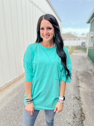 Ivy Oversized Zenana Boyfriend Tee Mint-Short Sleeves-Zenana-Motis & Co Boutique, Women's Fashion Boutique in Carthage, Missouri