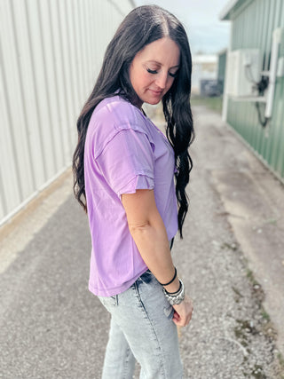 Lainey Boho Style Top Lavender-Short Sleeves-Zenana-Motis & Co Boutique, Women's Fashion Boutique in Carthage, Missouri