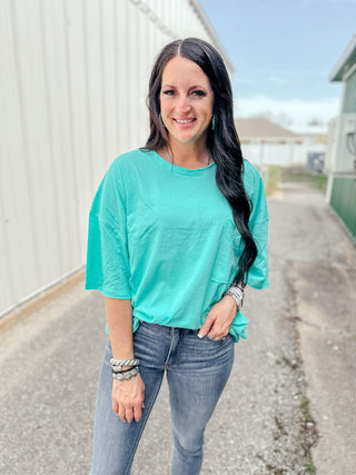 Ivy Oversized Zenana Boyfriend Tee Mint-Short Sleeves-Zenana-Motis & Co Boutique, Women's Fashion Boutique in Carthage, Missouri