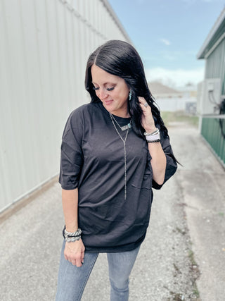 Ivy Oversized Zenana Boyfriend Tee Black-Short Sleeves-Zenana-Motis & Co Boutique, Women's Fashion Boutique in Carthage, Missouri