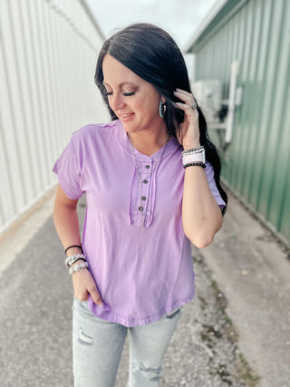 Lainey Boho Style Top Lavender-Short Sleeves-Zenana-Motis & Co Boutique, Women's Fashion Boutique in Carthage, Missouri