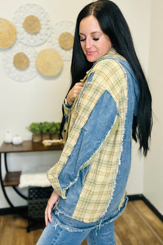 Patchwork Corduroy Hooded Shacket - Mya-Jackets-Blue Velvet-Motis & Co Boutique, Women's Fashion Boutique in Carthage, Missouri