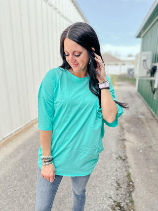 Ivy Oversized Zenana Boyfriend Tee Mint-Short Sleeves-Zenana-Motis & Co Boutique, Women's Fashion Boutique in Carthage, Missouri