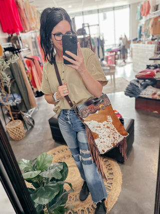 Sunflower Hand Tooled Myra Cowhide Bag-Handbags-Myra-Motis & Co Boutique, Women's Fashion Boutique in Carthage, Missouri