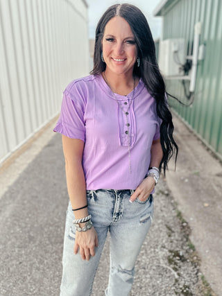 Lainey Boho Style Top Lavender-Short Sleeves-Zenana-Motis & Co Boutique, Women's Fashion Boutique in Carthage, Missouri